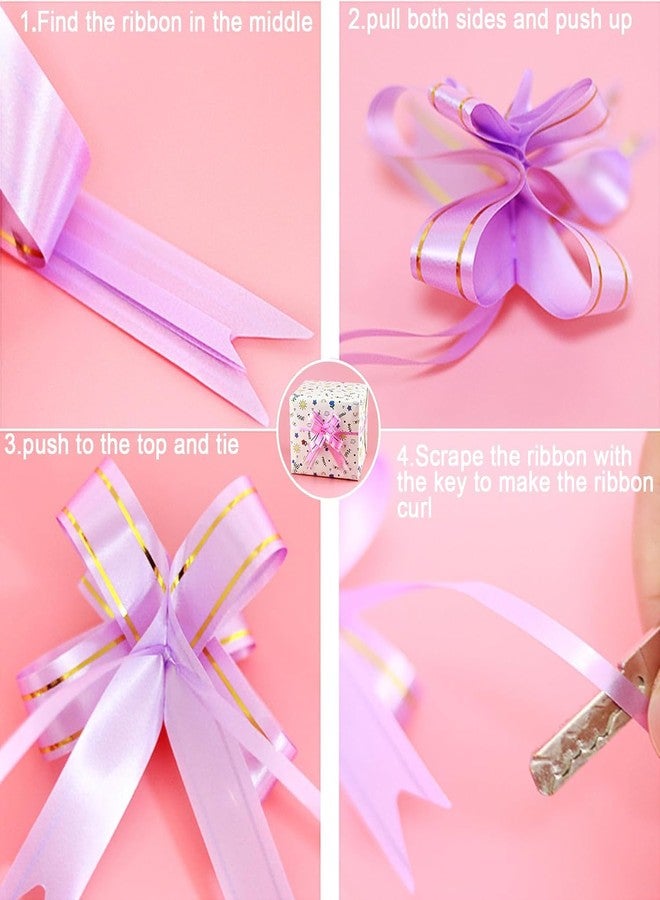 Chocozone 100Pcs Pull Flower Ribbon for Gift Wrap & Decoration Multicolor Pull Ribbon Bows (Size : 15) Pull Ribbons for Gift Wrapping (Pink) - Image 2